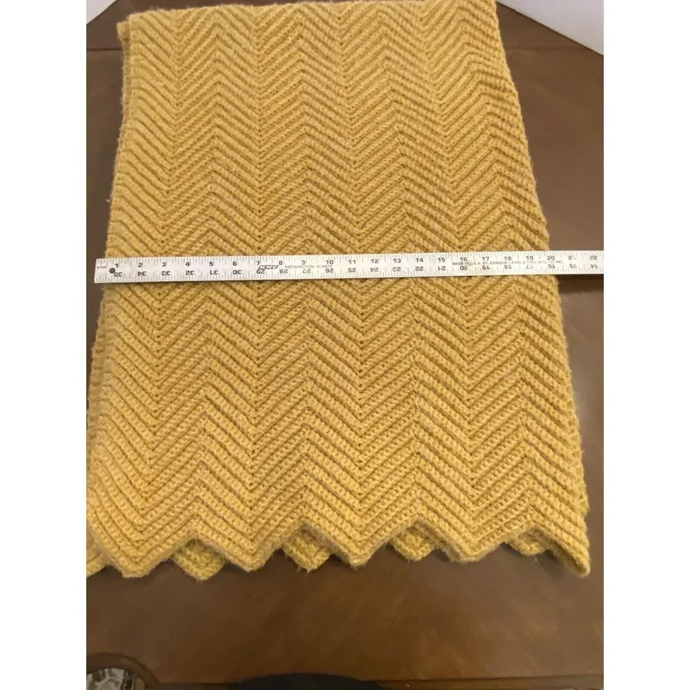 Vintage afghan hand‎ crocheted gold with a little shine in the fabric 60 x 40